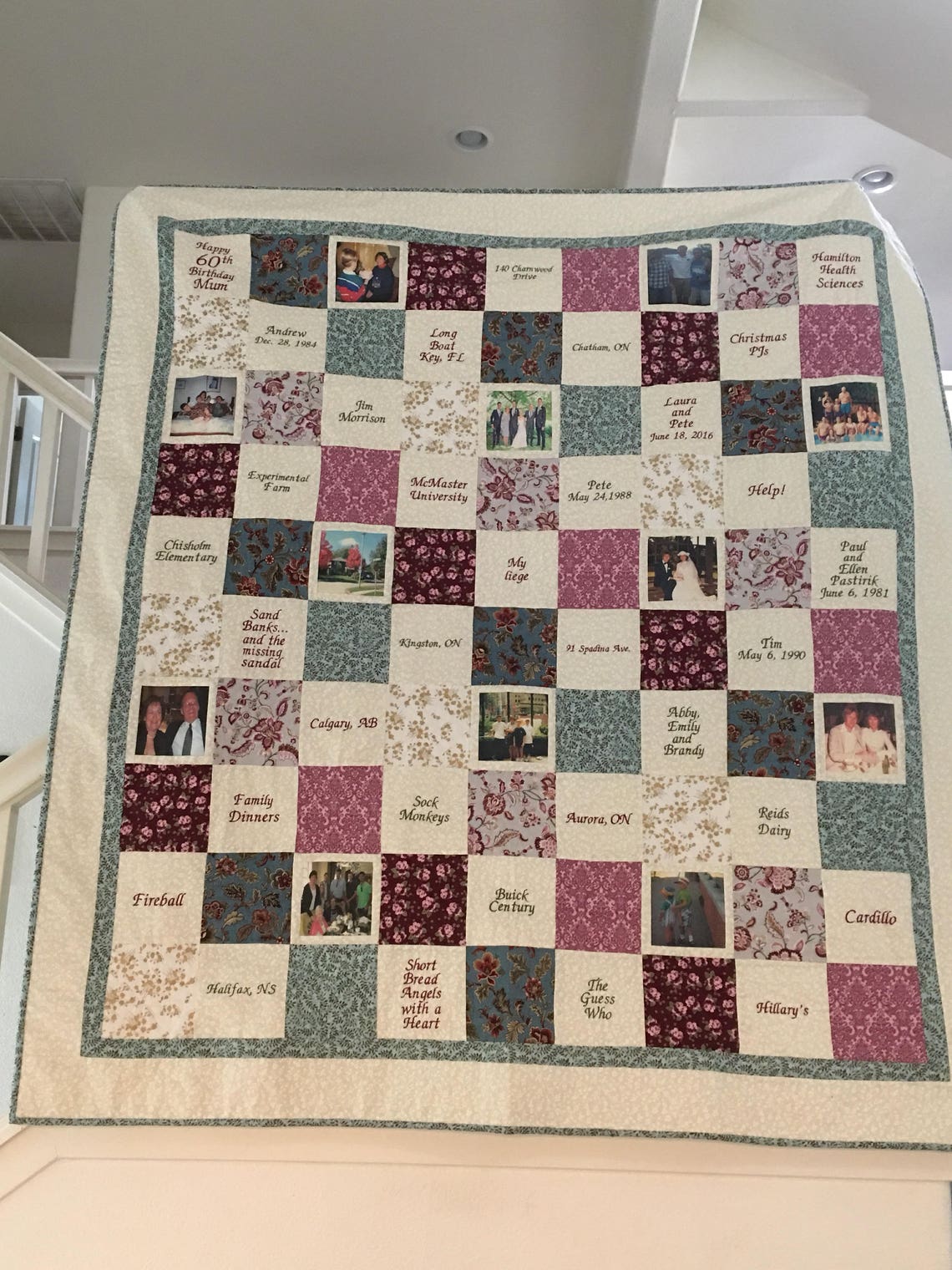 Create Your Own Photo Memory Quilt With Embroidered Sayings Etsy