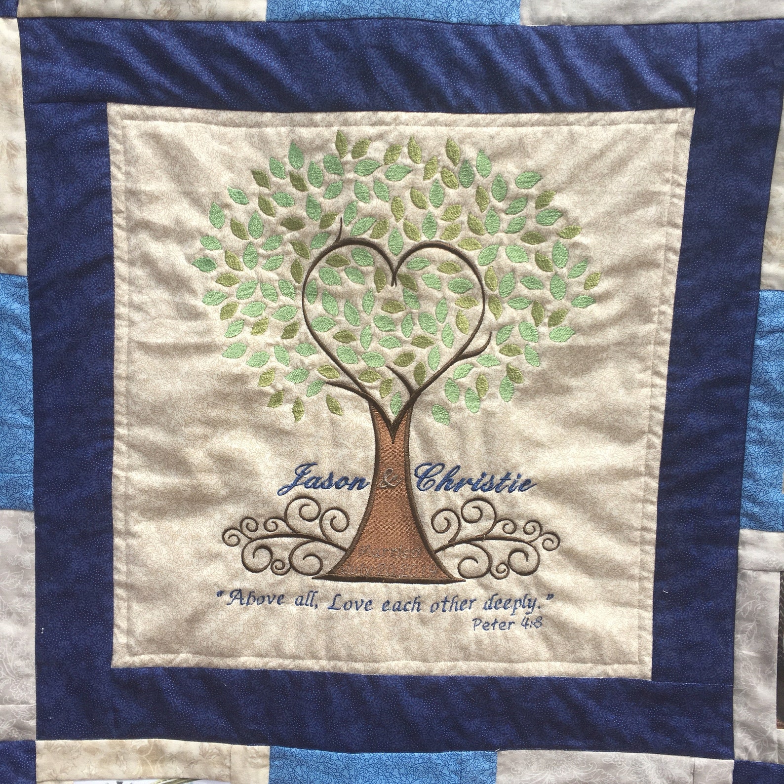 Custom Wedding Anniversary Memory Quilt Wall Hanging Etsy