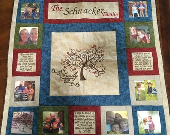 Custom Memory Quilt Wall Hanging Family Photos Personalized Embroidery