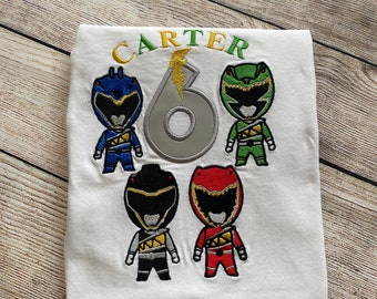 Camiseta de cumpleaños bordada Ranger personalizada con número de aplique