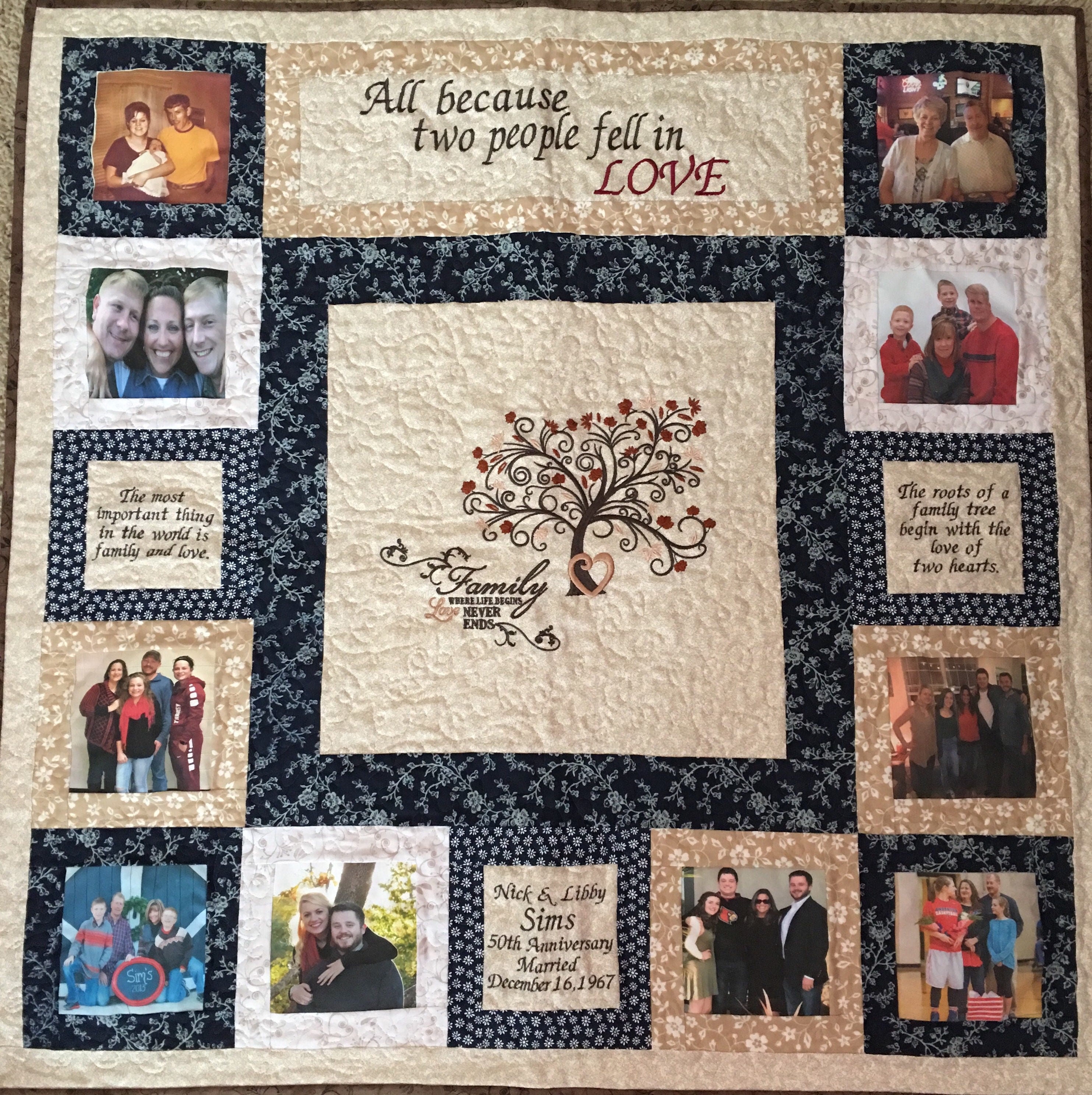 Custom Memory Quilt Wall Hanging Family Photos Personalized Embroidery Etsy