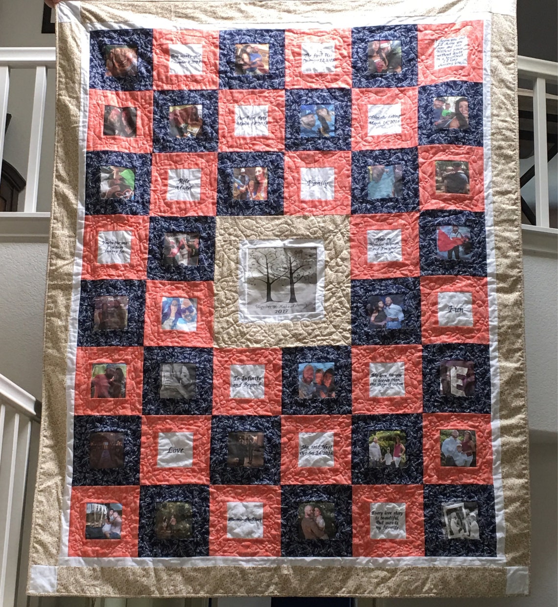 Create Your Own Photo Memory Quilt With Embroidered Sayings Etsy