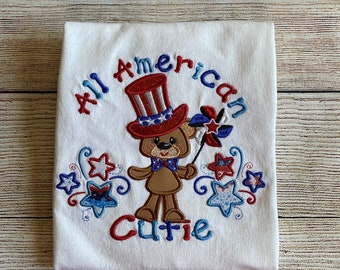 American Cutie Appliqued Childrens Shirt