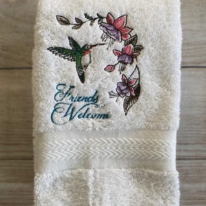 Friends Welcome Embroidered Hand Towel