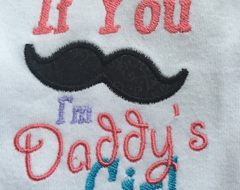 Mustache Daddy's Girl  Embroidered Shirt