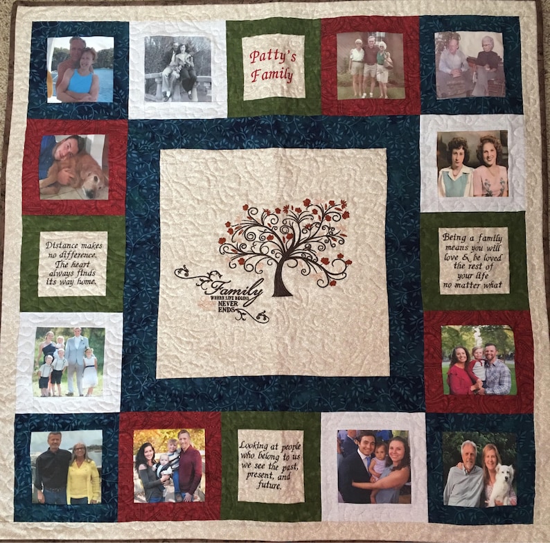 Custom Memory Quilt Wall Hanging Family Photos Personalized Etsy