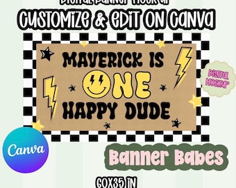 One Happy Dude Digital Banner Mockup | Birthday Template