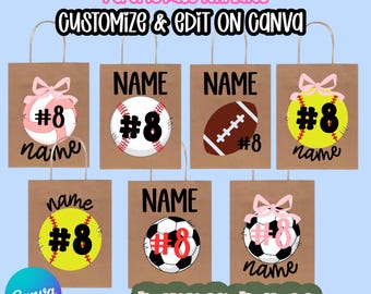 7 plantillas editables de bolsas deportivas / Bolsas de equipo deportivo / Descarga digital