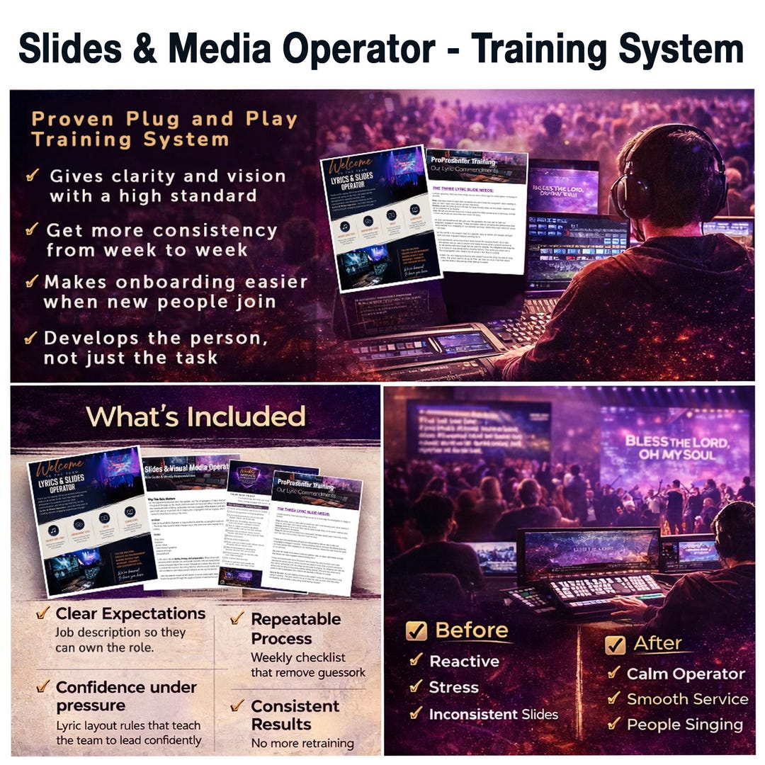 Slides & Media Operator Training Bundle for Church Tech Volunteers - 4 ...