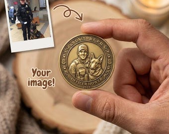 Custom K9 Unit Challenge Coin Engraved Police Officer Dog Portrait Token Personalized Law Enforcement Retirement Gift Police Memorial