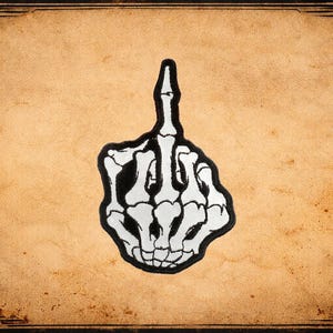 Skeleton Middle Finger Reflective  Patch Vintage Patch, Retro Embroidered Patch, Iron On Sew On Badge, Jacket Backpack Patch