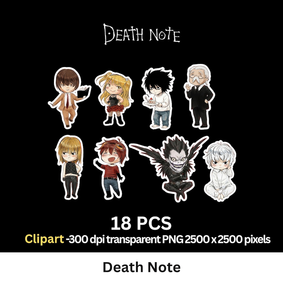 Notebook Chibi 18 Dark Notebook Chibi Clipart Bundle | Anime-inspired Gothic ...