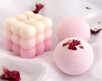 Aromatherapy Natural Spa Gift Set, Bubble Candle & Shower Steamer, Self Care Gift Set, Birthday, Bridesmaid, Sympathy Luxury Spa Gift for He