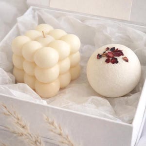 Set de regalo de autocuidado con vela de burbujas y vaporizador de ducha, regalo para ella, cumpleaños, dama de honor, regalo de condolencia, caja de regalo de spa natural con aromaterapia.