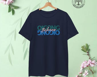 Té con espejo Qigong | Camiseta de equilibrio zen | Camiseta para una vida consciente | Camiseta con espejo para meditación | Camiseta de energía consciente