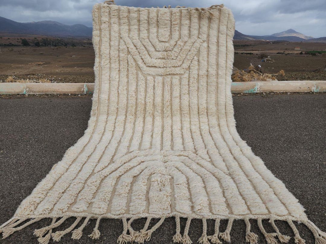 Handmade Ivory Berber Wool Rug, Modern Moroccan Shag Carpet - Etsy