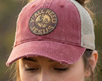 Y'all Need Jesus-pet met patch | Westernhoed voor dames | Christelijke truckerspet