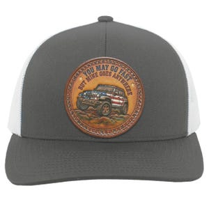 Gorra Jeep con la bandera de EE. UU. – Gorra de camionero todoterreno, parche de cuero grabado con láser