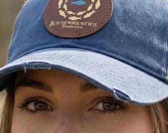 Christelijke truckerpet | Vegan leren patch | Vissymbool