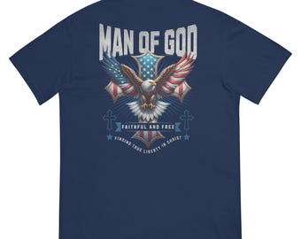 T-shirt man of God, patriottisch adelaarkruis, comfort kleuren T-shirt