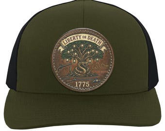 Aangepaste leren hoed met patch, Liberty Tree, Join or Die-ratelslang, patriottische pet 1775
