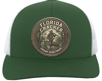 Florida cracker leren patch hoed, traditionele moeras sportman trucker pet, vintage jacht en vissen cadeau voor mannen, Camo Swamp Gator hoed