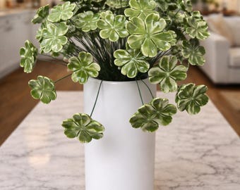 Falska blommor keramiska fyrklöverpålar handgjorda falska blommor trädgårdsdekor