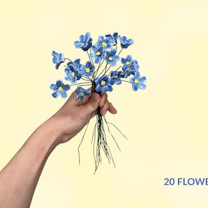 Handgjorda konstgjorda blommor Förgätmigej Keramikblommor – Konstgjord blombukett bild 5