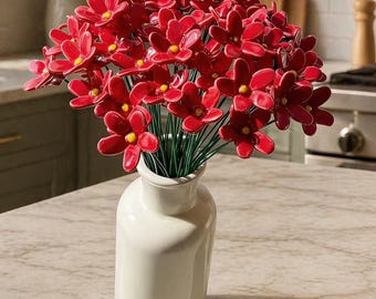 Handgjorda konstgjorda blommor Röda keramiska blommor – Konstglasblomma
