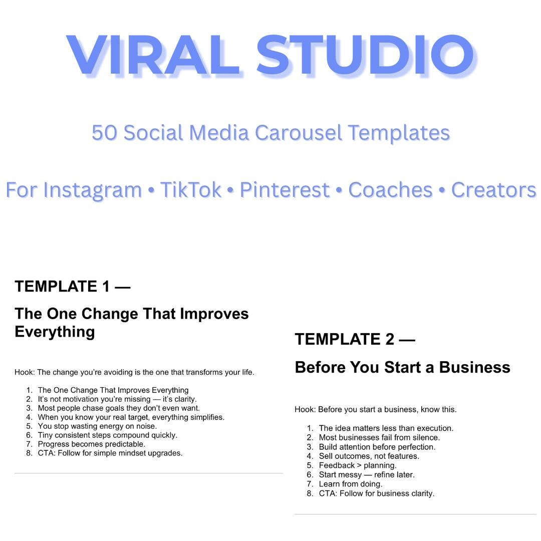 50 Social Media Carousel Templates | Viral Content Ideas | Creator ...