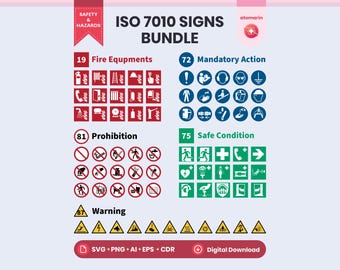 ISO 7010 Safety Signs SVG Bundle | 334 Warning, Prohibition, Emergency, Mandatory, & Fire Equipment Symbols