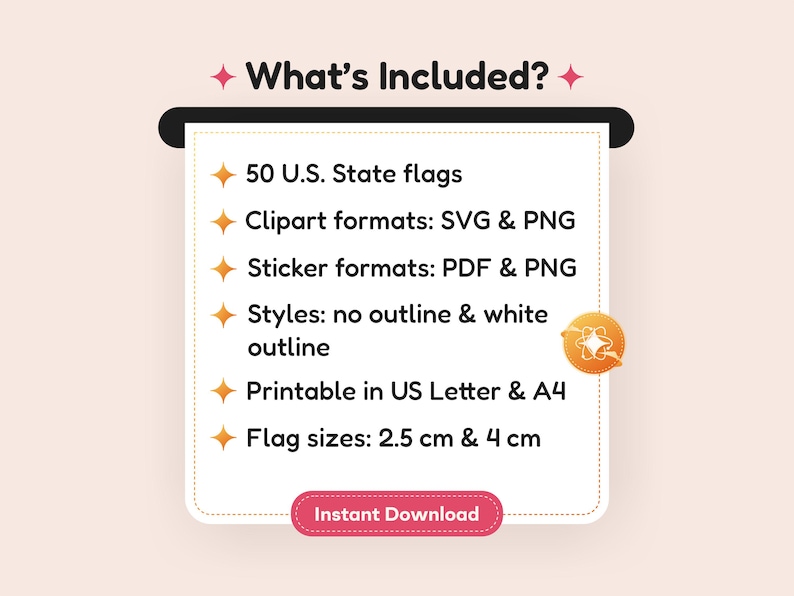 50 US State Flags Clipart Printable Stickers - Rounded Flag (png, Svg ...