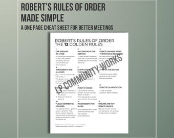 Printable Rules Sheet.pdf Robert’s Rules of Order Cheat Sheet • Printable 12 Golden Rules (PDF ...