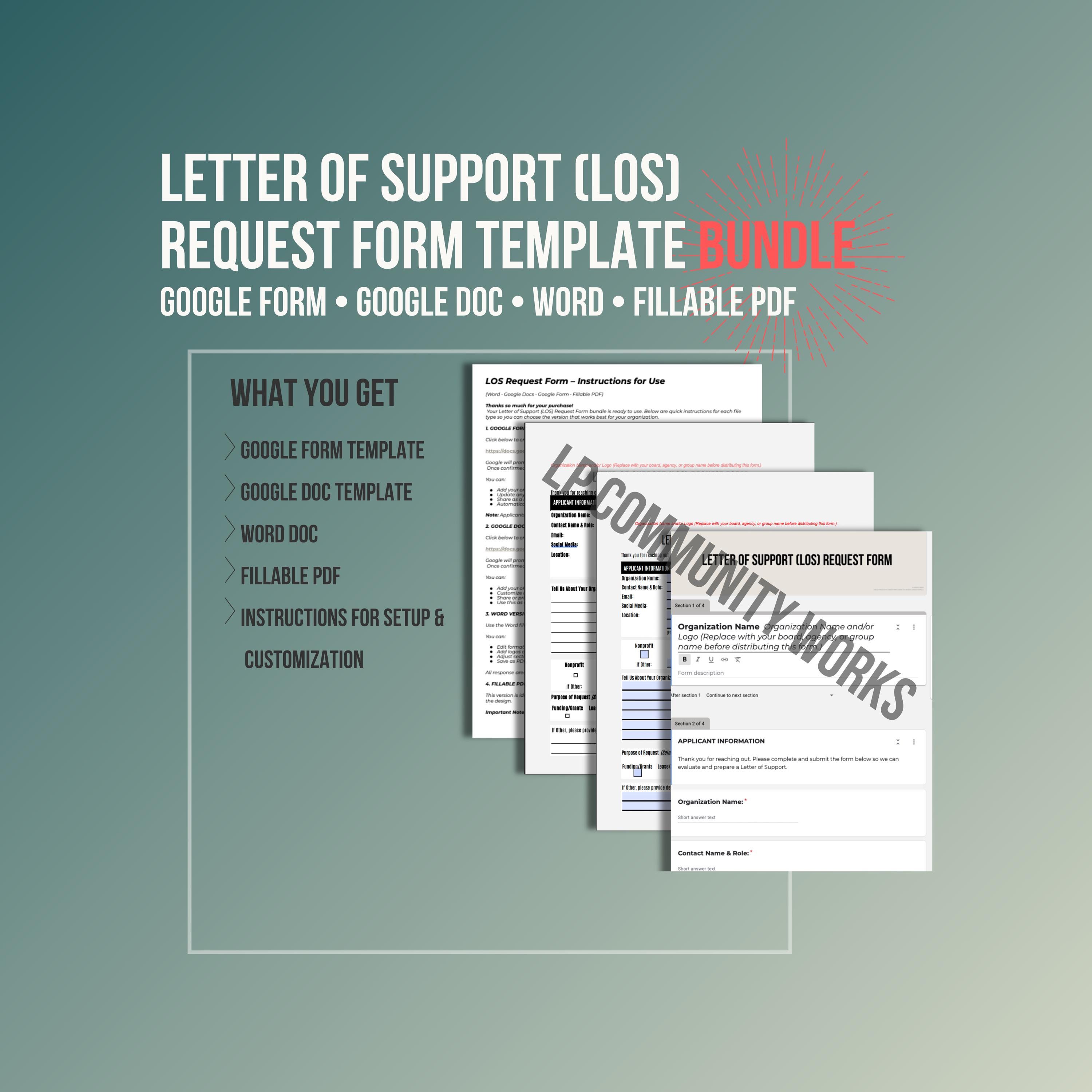 Letter of Support Request Form Template Bundle (digital Download) - Etsy
