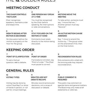 Robert’s Rules of Order Cheat Sheet • Printable 12 Golden Rules (PDF)