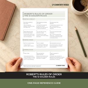 Roberts Regeln der parlamentarischen Verfahrensordnung – Kurzanleitung • 12 goldene Regeln zum Ausdrucken (PDF)