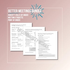 Better Meetings Bundle | Robert’s Rules, Etiquette & Point of Order