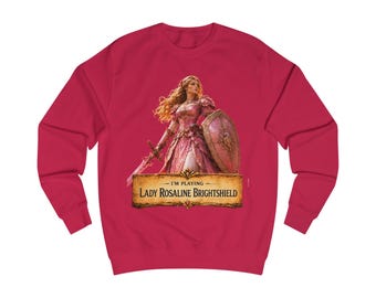 Lady Rosaline Brightschild Knightess Sweatshirt | Fantasy-Rollenspiel Heldin, Schwert und Schild