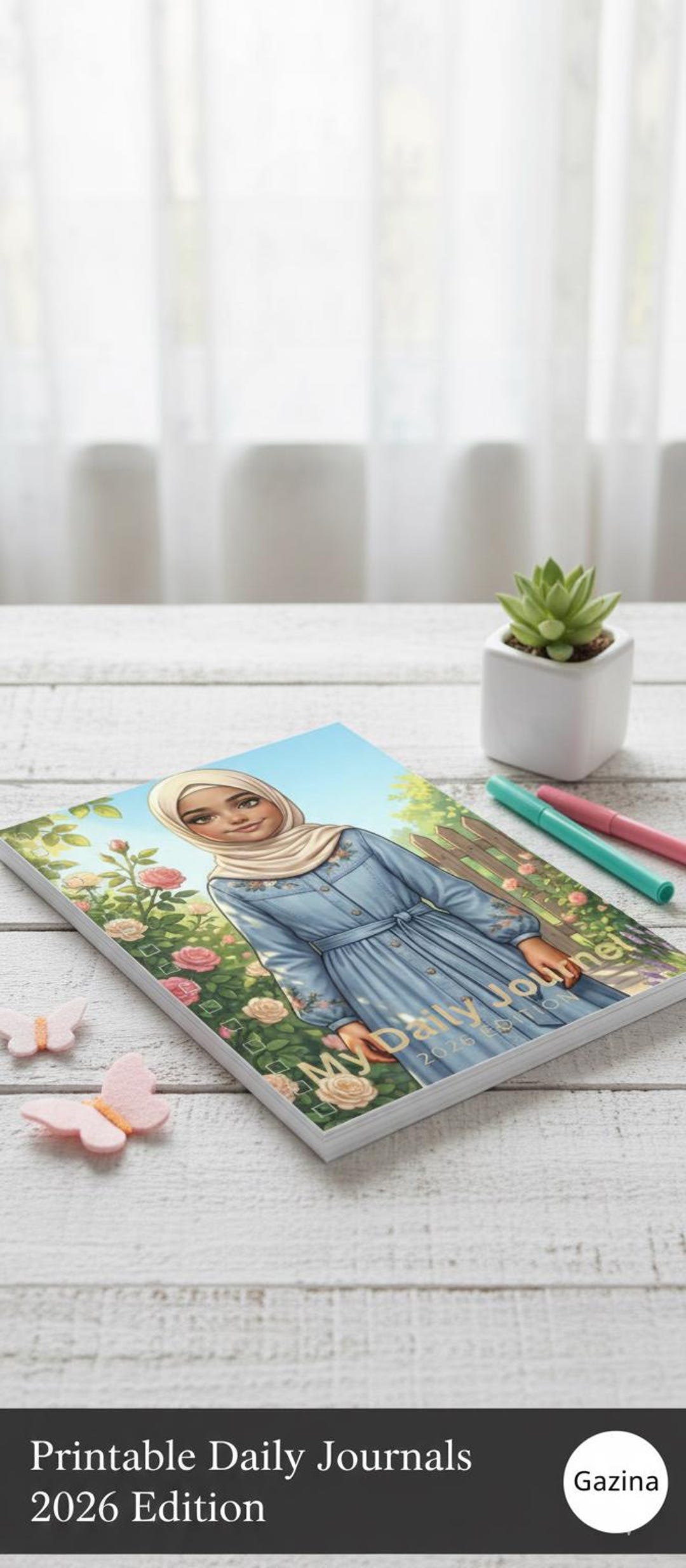2026 Daily Journal & Planner Printable | Hijabi Girl Floral Theme ...