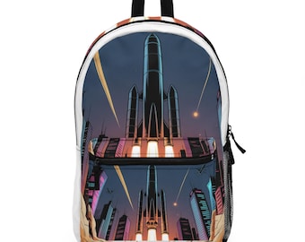 Retro Rocket Start Rucksack | Space City Illustration