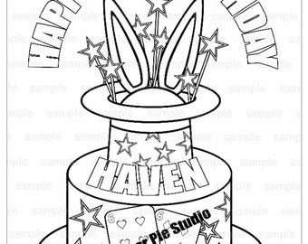 Cake coloring page | Etsy