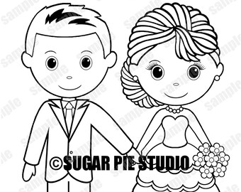 Personalized Printable Bride Groom Wedding Party Favor Childrens Kids Coloring Page Activity PDF Or Jpeg File