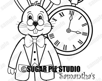 PRINTABLE Personalized Whimsical Wonderland Rabbit Birthday Party Favor Childrens Coloring Page Activity PDF Or JPEG File