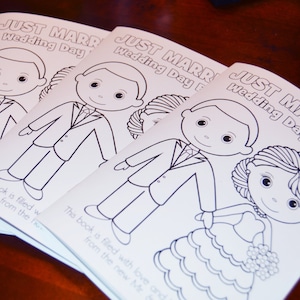 WEDDING COLORING Book Pages Kids table activity favor Colouring sheets Children Instant Download Do it yourself PDF file image 1