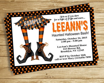 Printable Halloween Birthday party, Invitation Custom Personalized Digital File, DIY Printable