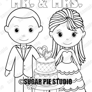 WEDDING COLORING Page - Pages - Kids table activity favor - Colouring sheet - Placemat - Instant Download - Do it yourself - PDF file