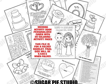 Wedding coloring activity book Printable Personalized Favor Kids 5.5x8.5 PDF or JPEG TEMPLATE