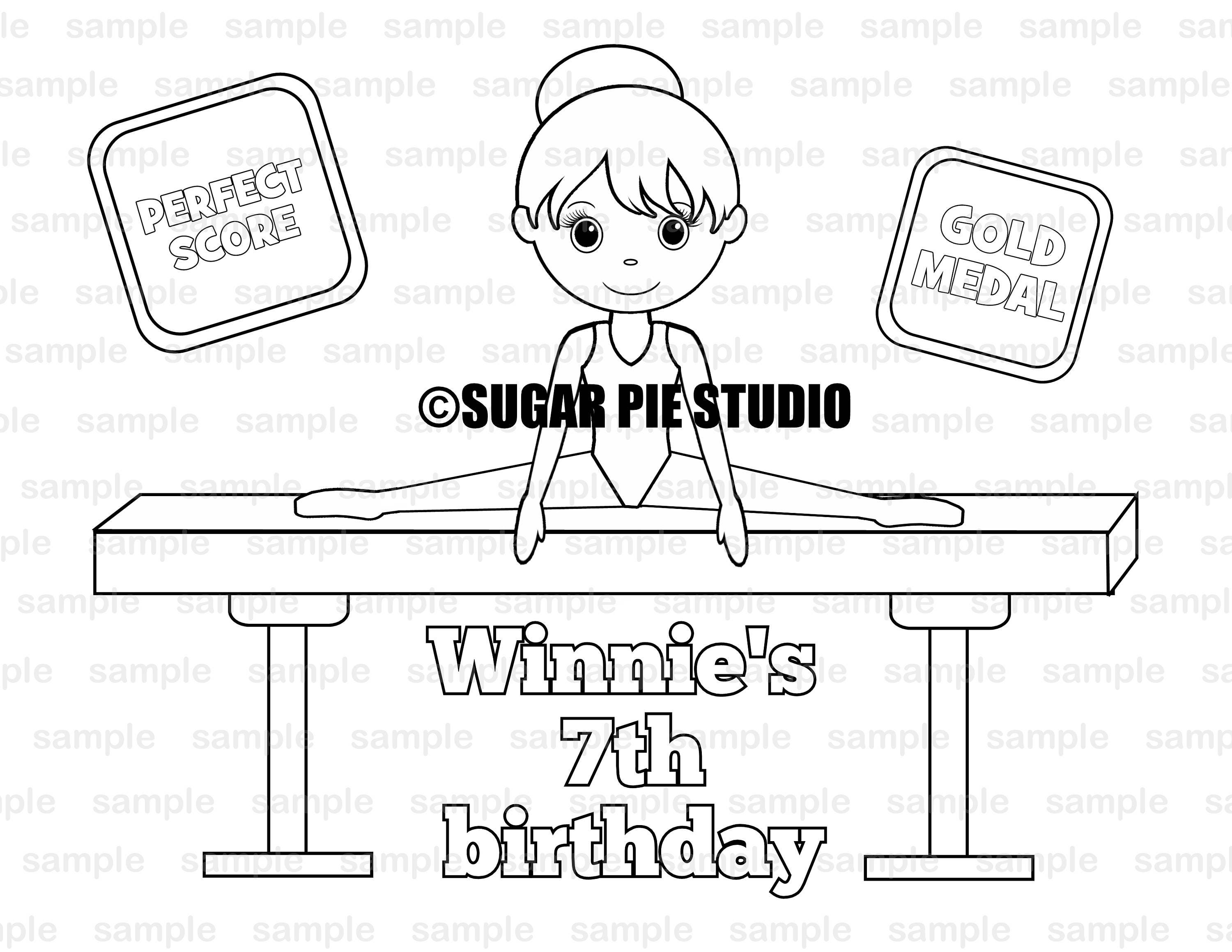 gymnastics birthday party favor coloring page etsy