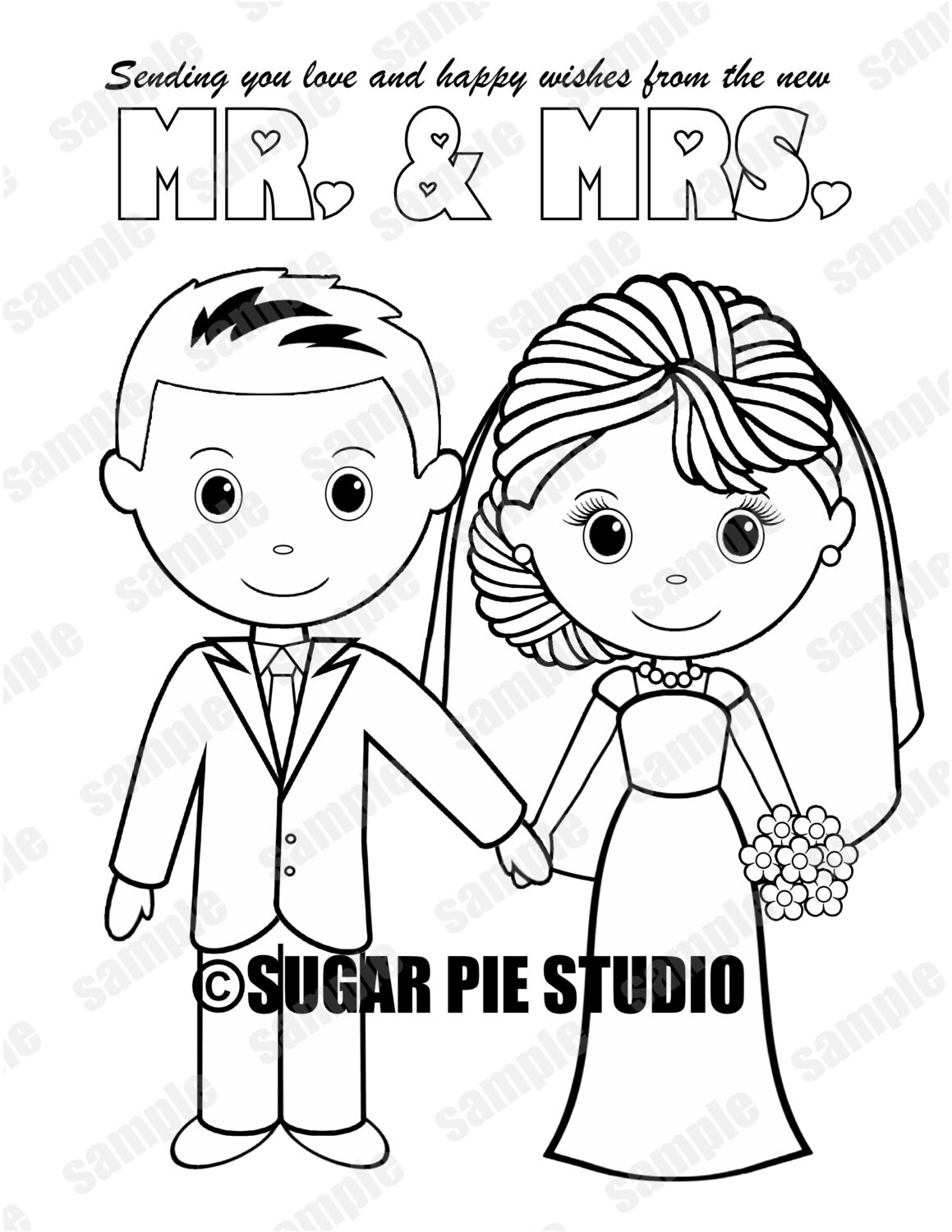 Download INSTANT DOWNLOAD Printable Bride Groom Wedding coloring ...