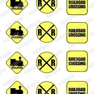 Instant download RAILROAD Train  2 inch Printable Favor tags / cupcake toppers Digital File